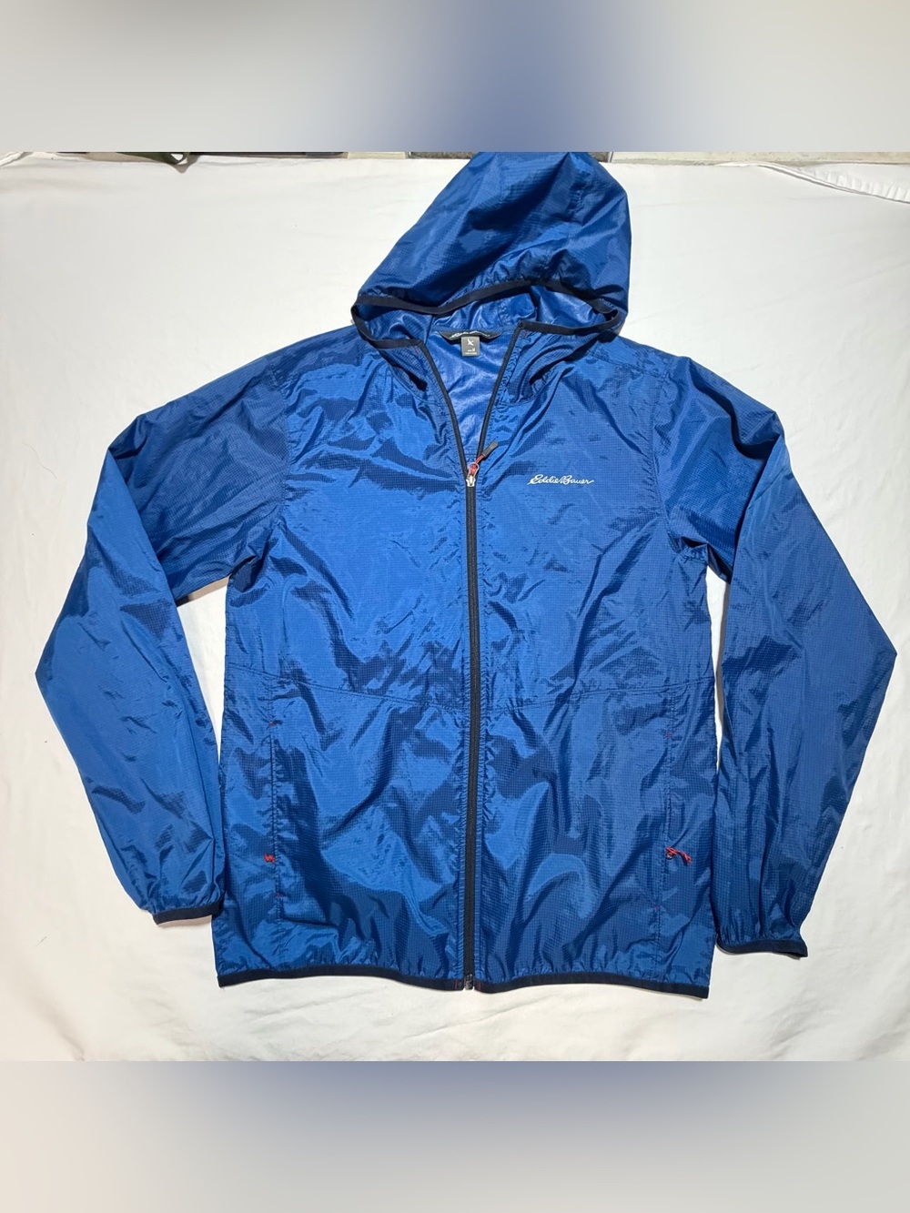 Eddie Bauer Royal Blue Hooded Packable Windbreaker